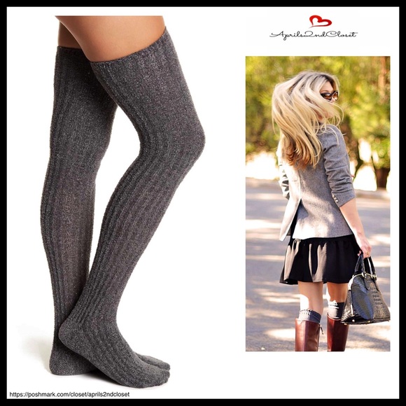 FREE PRESS TALL METALLIC OVER THE KNEE BOOT SOCKS - Picture 5 of 5